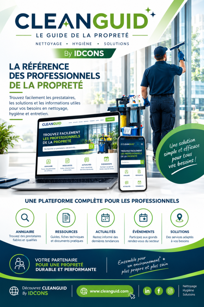 Affiche corporative CLEANGUID – Guide de la propreté